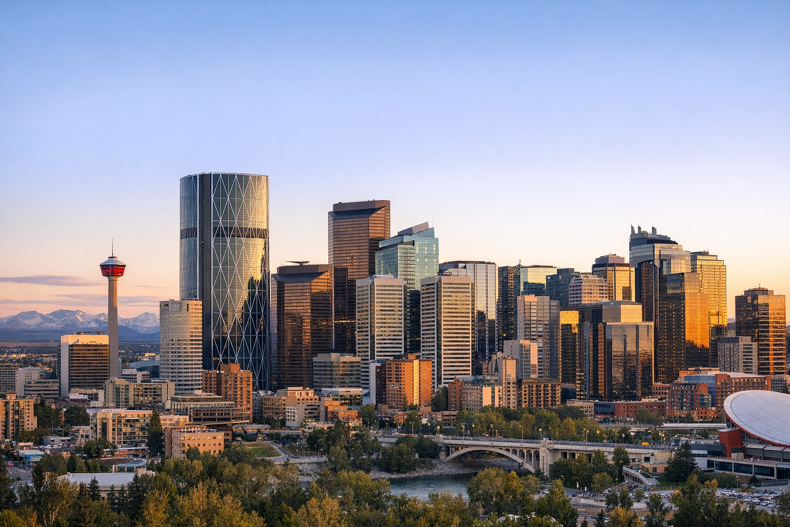 Calgary skyline on a clear warm day